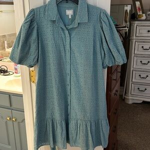 NWT Society Social by Crown & Ivy Lace Embroidered Puff Sleeve Dress SZ M